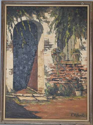 Oil on Canvas of Doorway by R. Albert