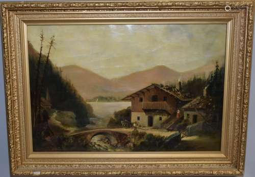 19-20th C. Landscape Oil on Canvas Signed R. Diller