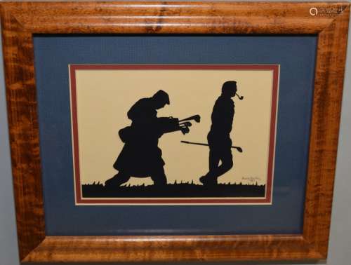 Golfer and Apprentice Silhouette Art by Linda Bartlins