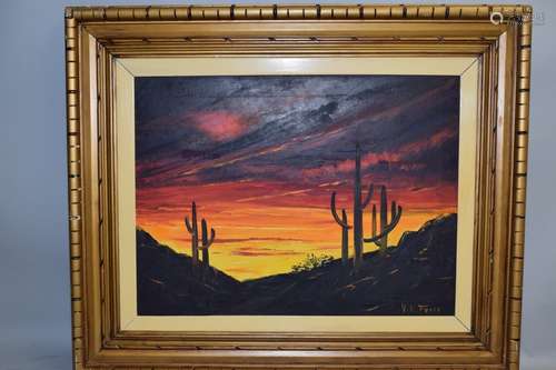 Desert Scenery Oil on Canvas Signed V.K. Frost