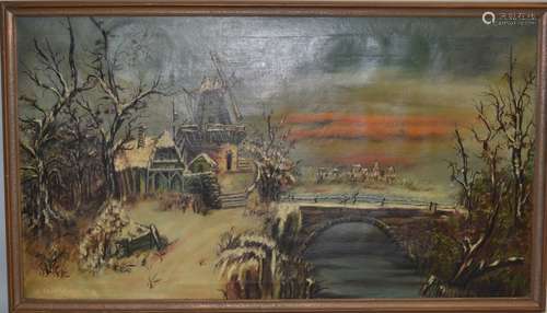 Landscape Oil on Canvas Signed Mamie Miller