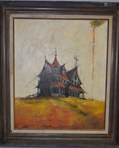 Secluded House Oil on Canvas Signed Strave