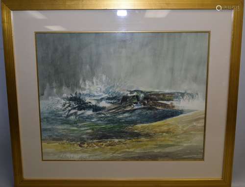 Seascape Watercolor Signed Stevens (1962)