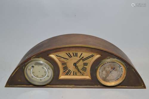 J.E. Coldwell Art Deco Mantel Clock with Weather Station