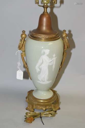 French Ormolu and Pate-sur-Pate Porcelain Lamp