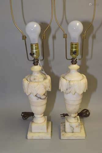 Pr. of Vintage Hollywood Regency Marble/Alabaster Lamps