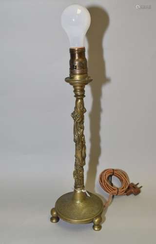 19th C. Chinese Brass Climbing Dragon Lamp