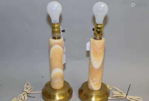 Pr. of Art Deco Marble Table Lamps