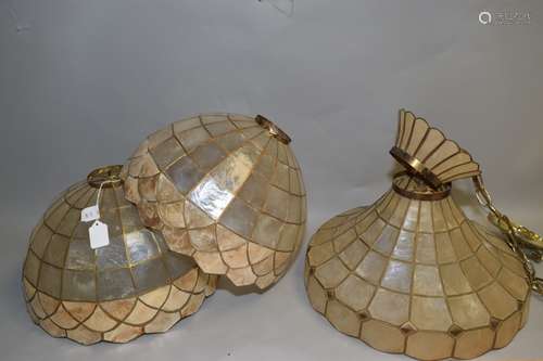 Three Vintage Capiz Shell Lamp Shades