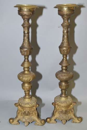 Pr. of Large Vintage Bronze/Brass Candlesticks