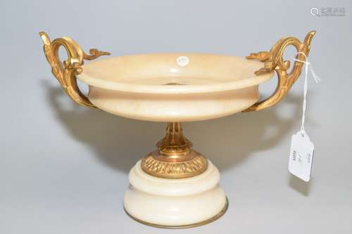 19th C. French Bronze/Brass Marble Pedestal Tray