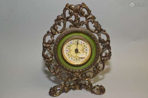 Vintage Brass Cast Metal Clock