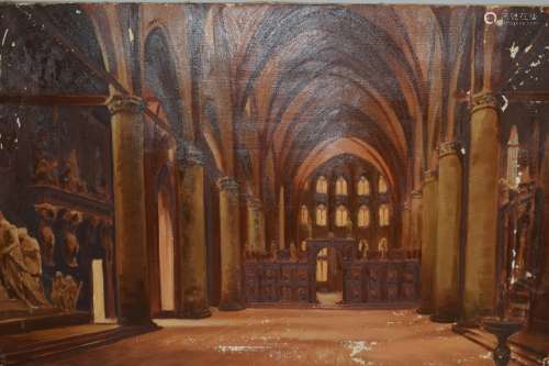 19th C. Anonymous Cathedral Oil on Canvas