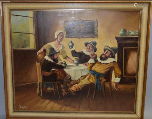 Vintage European Style Oil On Canvas Signed Kopta