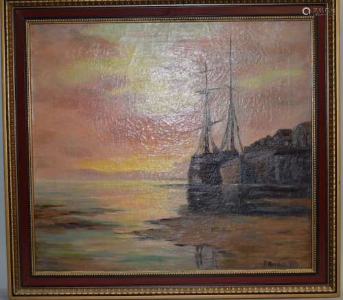 F. Marshall (1929) Seascape Oil on Canvas