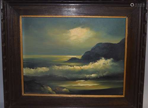 20th C. Seascape Oil on Canvas, Signed