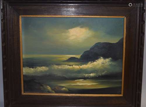 20th C. Seascape Oil on Canvas, Signed