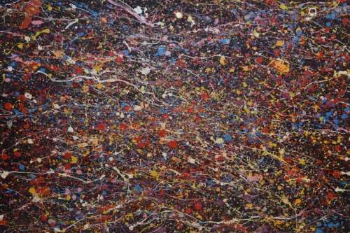 20th C. Abstract Expressionism Oil on Canvas, after Jackson Pollock