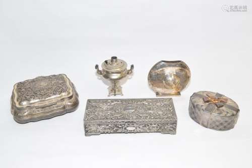 Group of Silverplated Trinket Boxes and Others