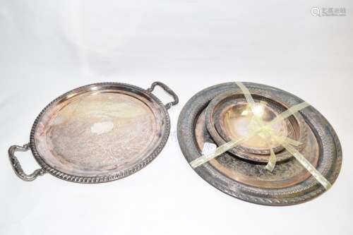 Sheridan Silverplated Tray and Set of WM Roger & Sons
