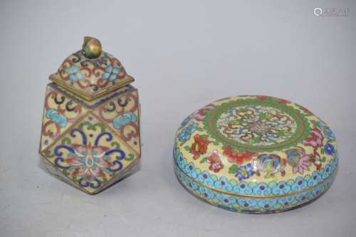 Chinese Cloisonne Covered Jar and Box