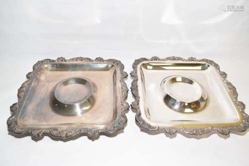 Old English and Poole Silverplate Dip Trays