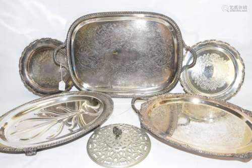 Group of Silverplated Trays and Lid inc. WM Rogers