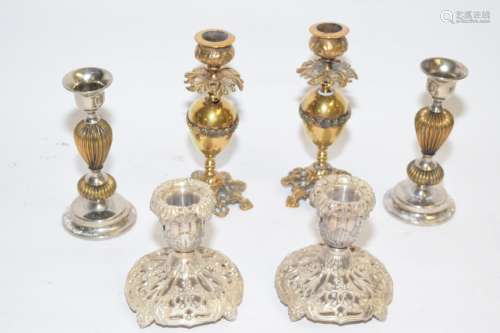 Group of Brass/Silverplate Candlesticks`