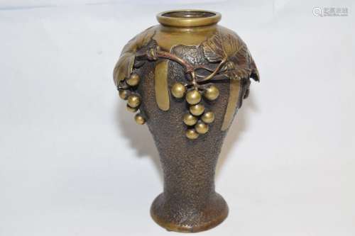 Japanese Bronze Relief Grape Motif Vase