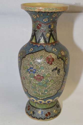 Japanese Cloisonne on Porcelain Vase