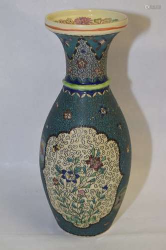 Japanese Cloisonne on Porcelain Vase