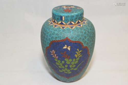 Japanese Cloisonne on Porcelain Jar