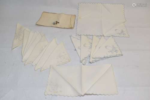 Group of Vintage Embroidered Handkerchief