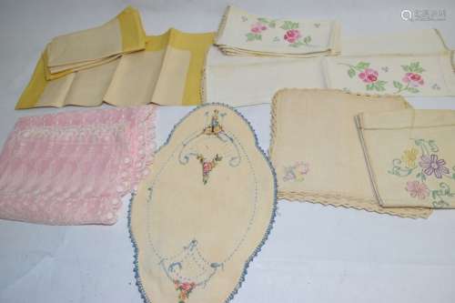 Group of Vintage Linen Embroidered Napkins