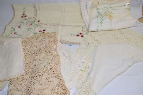 Group of Vintage Crochet/Embroidered Tablecloth