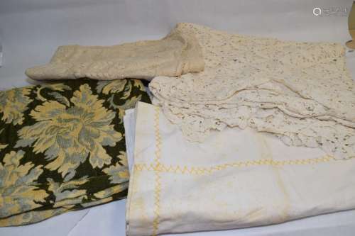 Group of Vintage Crochet/Brocade Tablecloth