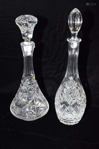 Two Vintage Deep Cut Crystal Decanters