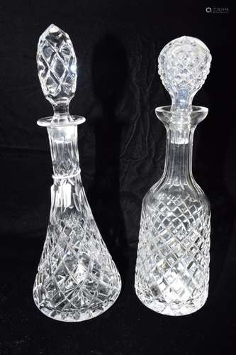 Two Vintage Deep Cut Crystal Decanters