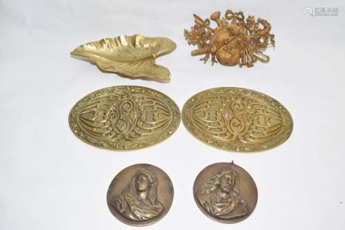 Group of 19-20th C. Bronze/Brass Wall Decor