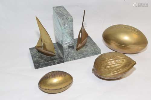 Group of Brass Bookends and Paperweights