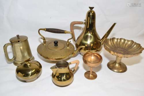 Group of Vintage Brass/Copper Tea/Coffee Wares