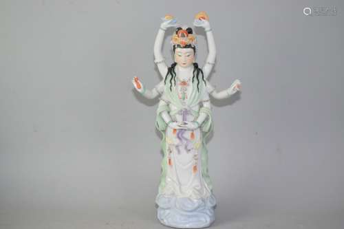 19-20th C. Chinese Famille Rose Porcelain Guanyin
