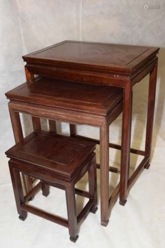 Set of Chinese Hardwood Carved Nest Tables