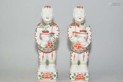 Pr. of Kangxi Chinese Export Red Green Enamel Boys