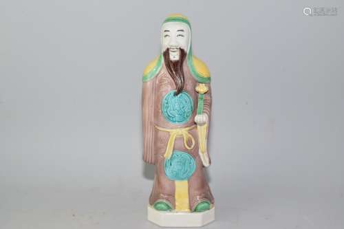 19-20th C. Chinese Sancai Porcelain Fortune God