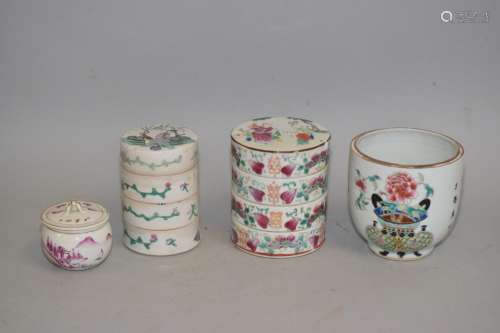 Group of 19th C. Chinese Famille Rose Wares