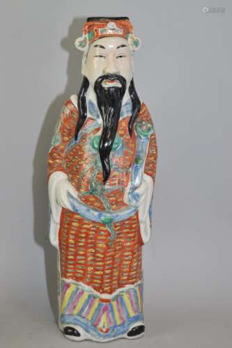 Late Qing Chinese Famille Rose Porcelain Fortune God