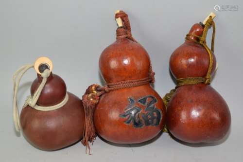 Three 19-20th C. Chinese Gourds