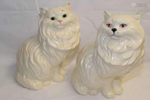 Pr. of Large Porcelain White Cats