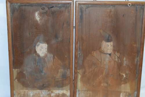 Pr. of 19th C. Japanese Painted Wood Plaques